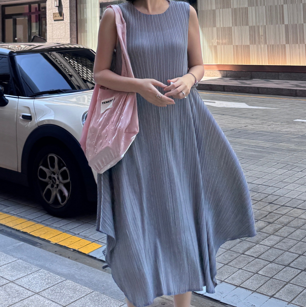 Pleats] Bounce Dress - Muted Gray – Cocoonery